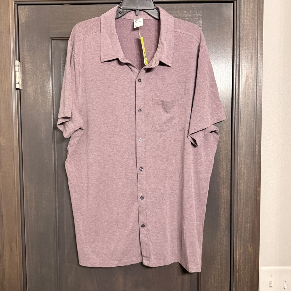 All in Motion NWT Mens XL Mauve Heather Knit Short Sleeve Button Down Shirt